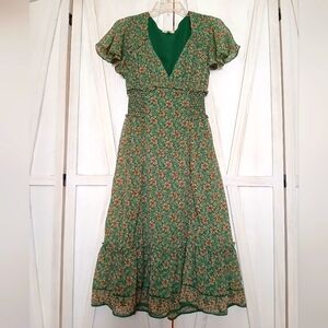Max Studio Green Floral Midi Dress - S